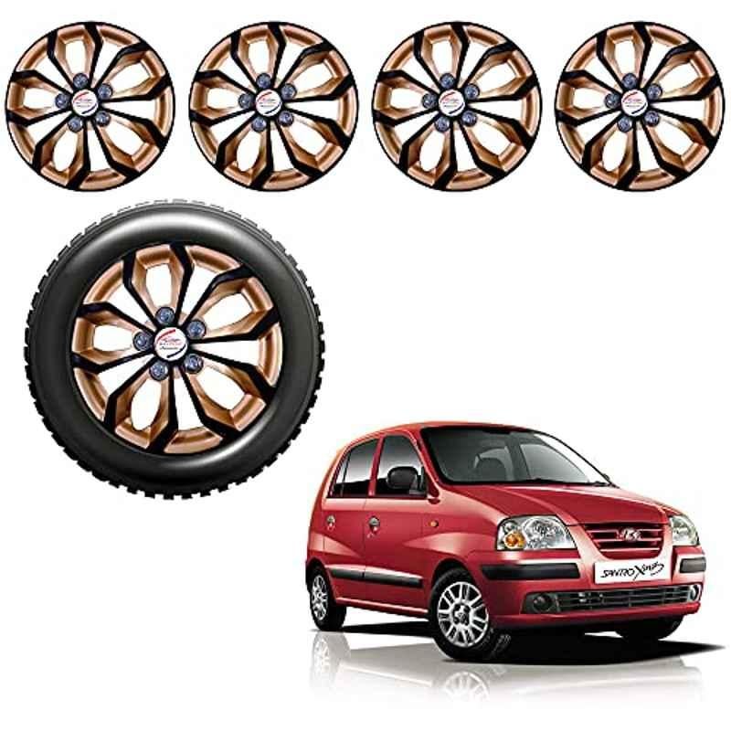Auto Pearl 4 Pcs 13 inch ABS Golden & Black Car Wheel Cover Set for Hyundai SantroXing
