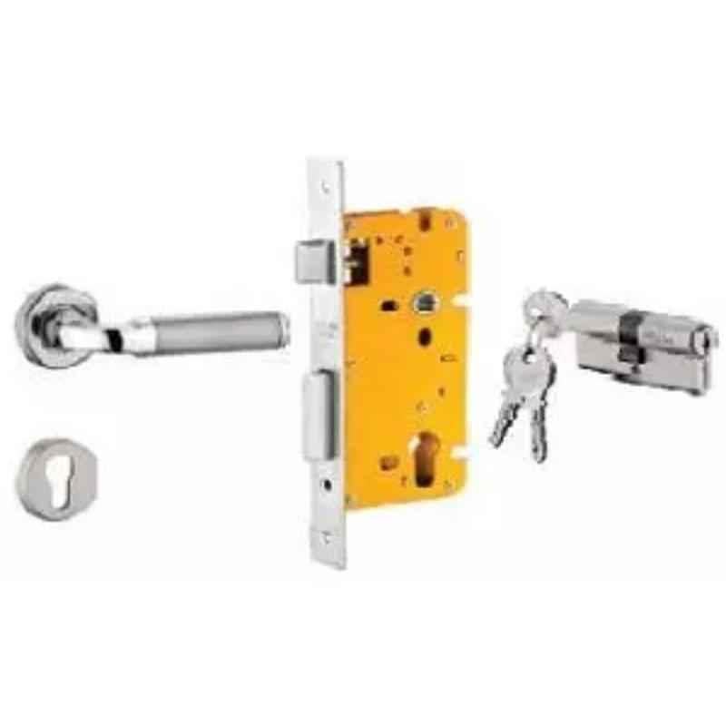 Dorset ML Series Inspire 70mm Stainless Steel Silver Chrome Finish Door Handle Lock Set with Both Side Key Cylinder, ML IP OR (Pack of 4)