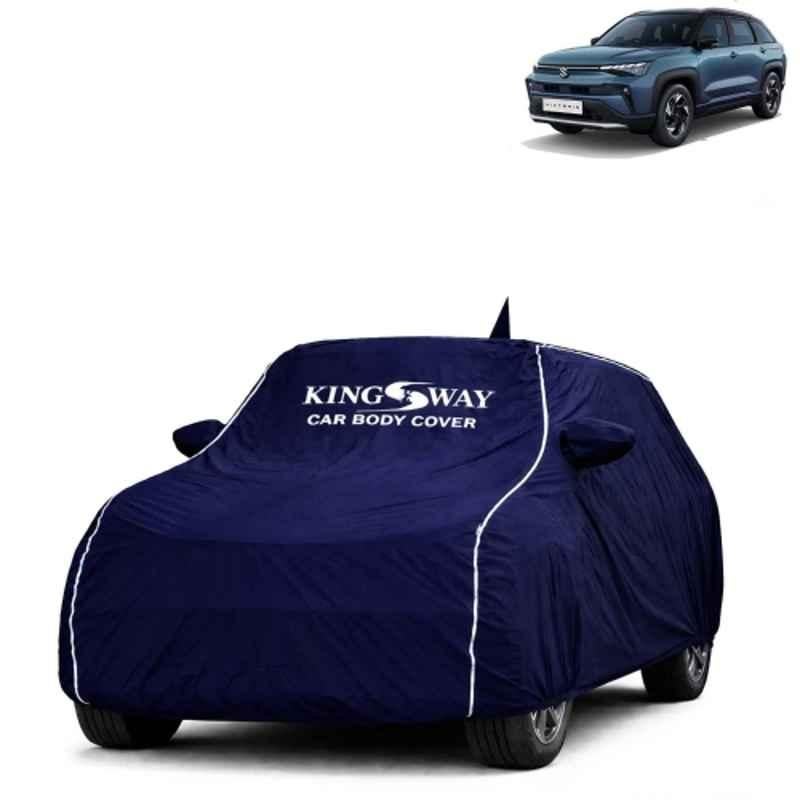Kingsway Super Waterproof All Weather Protection Polypropylene Blue Car Cover for Maruti Suzuki Victoris 2025 Onwards with Silver Piping, Mirror & Antenna Pockets
