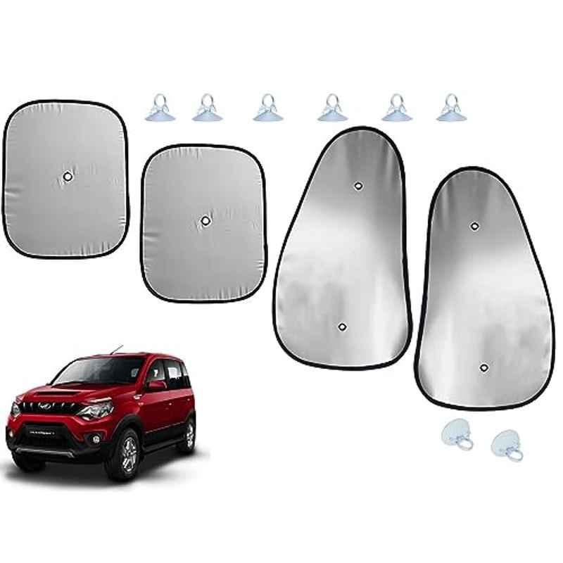 Auto Pearl 4 Pcs Polyester Black & Silver Window Side Sun Shade Set for Fiat Nuvo Sport