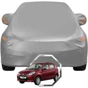 Allextreme Polyester Grey Highlighter Car Cover with Mirror Pocket & Triple Stitched Bottom Elastic for Maruti Suzuki Alto 800 All Model & Years, MS-ALTO-GRY