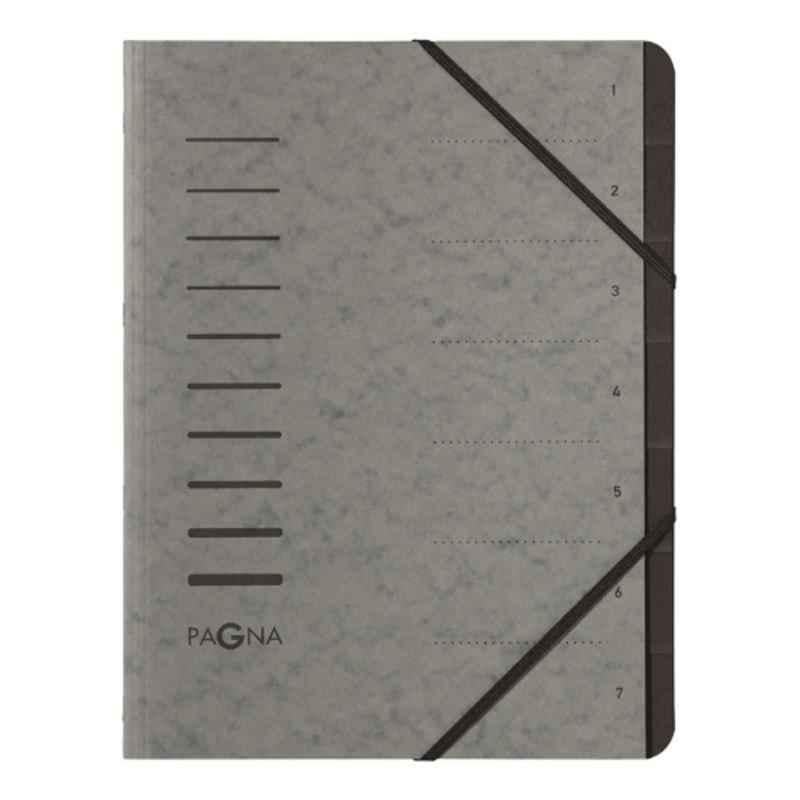 Pagna A4 Grey/Black 7 tabs Manila Folder with elastic fastener