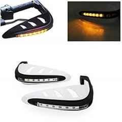 Meenu Arts Motorcycle Handguards with Led Light for 7/8 inch Grips - 300 * 140 * 110Mm (White) for Royal Enfield Classic Desert Storm