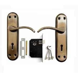 Onmax 7 inch 65mm Iron Black & Silver Mortise Door Handle Lock Set, LML6+S707MSB