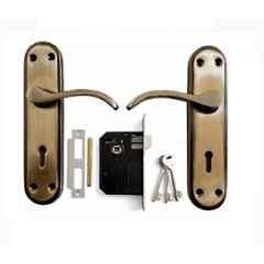 Onmax 7 inch 65mm Iron Black & Silver Mortise Door Handle Lock Set, LML6+S707MSB