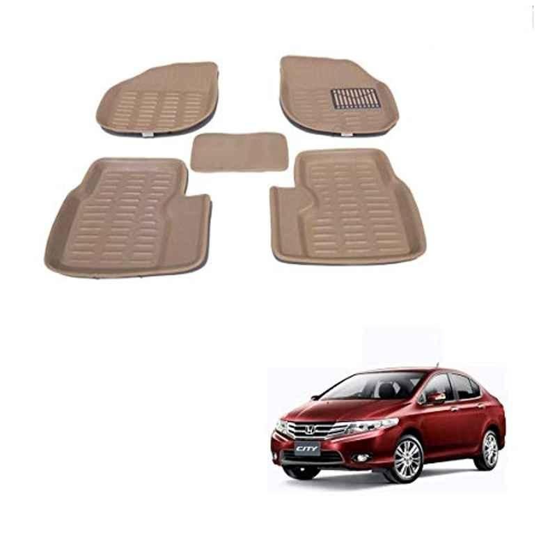 Kozdiko 5 Pcs 3D TPE Beige Car Foot Mat Set for Honda City ivtec 2010-2014, koz_88147