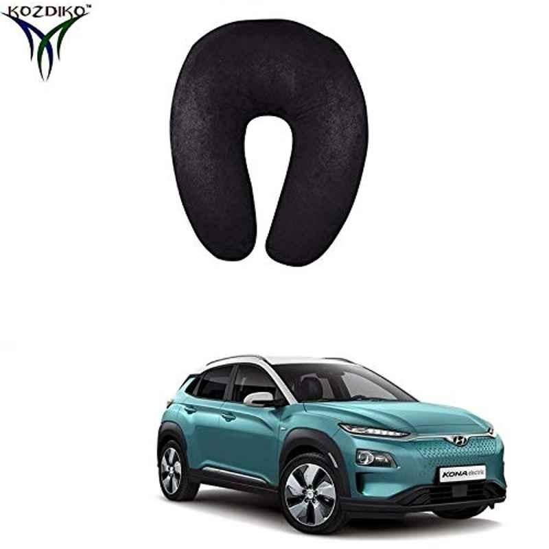 Kozdiko Velvet Black U-Shape Travel Neck Rest Cushion Pillow for Hyundai Kona Electric