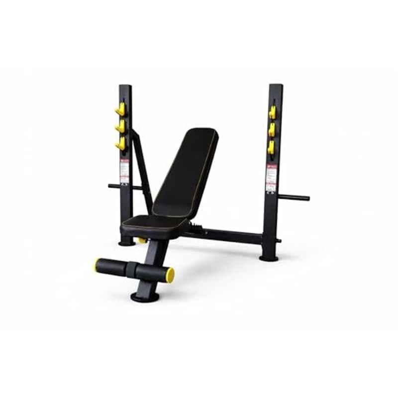GYM24 Equipment Model-4 500kg Capacity Alloy Steel Black & Yellow Adjustable Olympic Incline Workout Bench