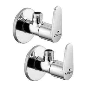Cliquin Cora Brass Silver Chrome Wall Mounted Angle Valve for Bathroom & Kitchen (Pack of 2)