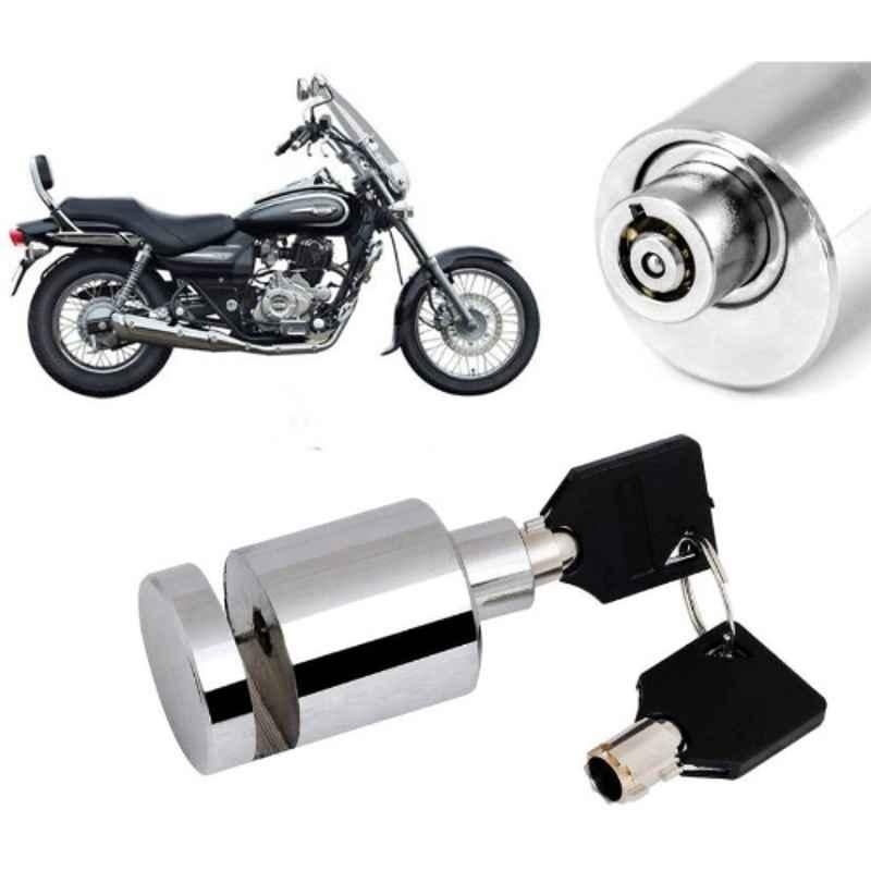 Auto Pearl Stainless Steel Silver Heavy Duty Anti Theft Motorcycle Disc Brake Lock, Lock-013
