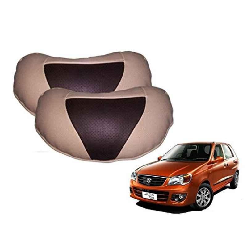 Kozdiko 2 Pcs Brown & Beige Neck Rest Set for Maruti Suzuki Alto K10, koz_29565