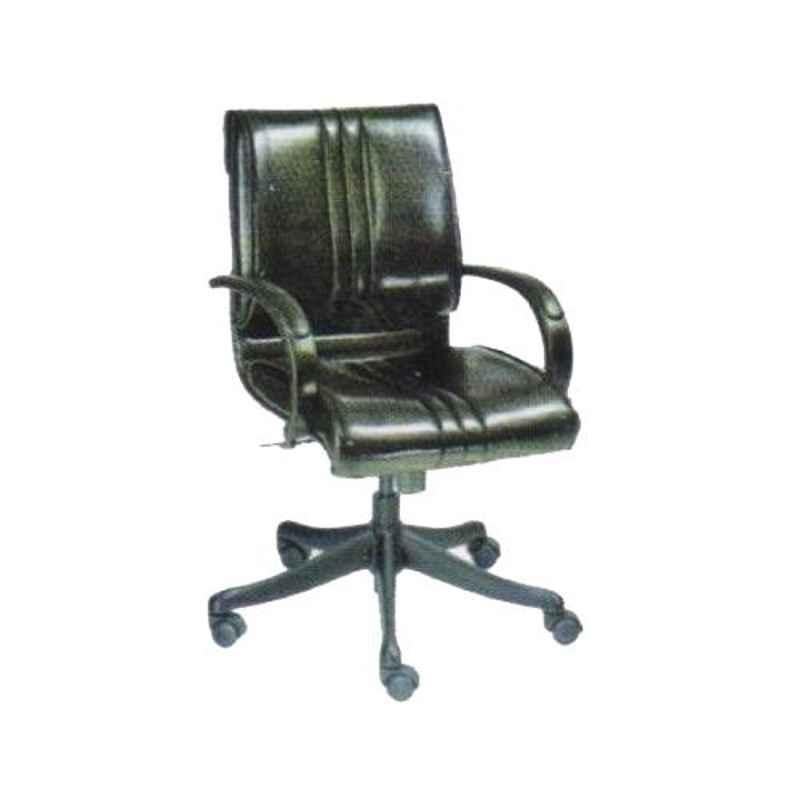 Master Labs Leatherite Black Advance Bio Synchronic Revolving Chair with Fixed Arm, MLF-048