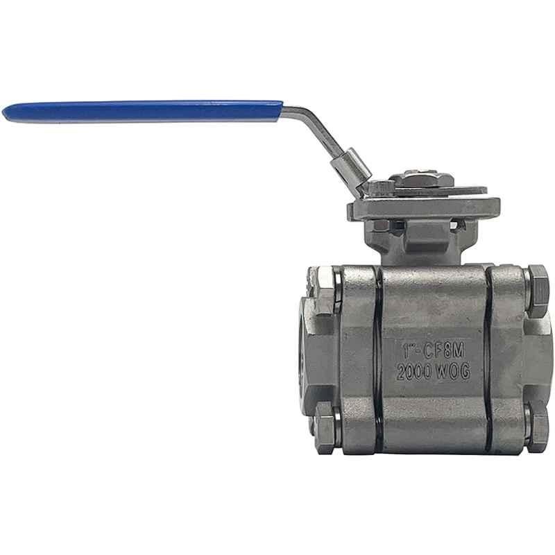 Valtec 2 Inch 3PC Design NPT Threaded End Manual Hand Lever Stainless Steel Valve Ball Valve, VTBV22.00SS
