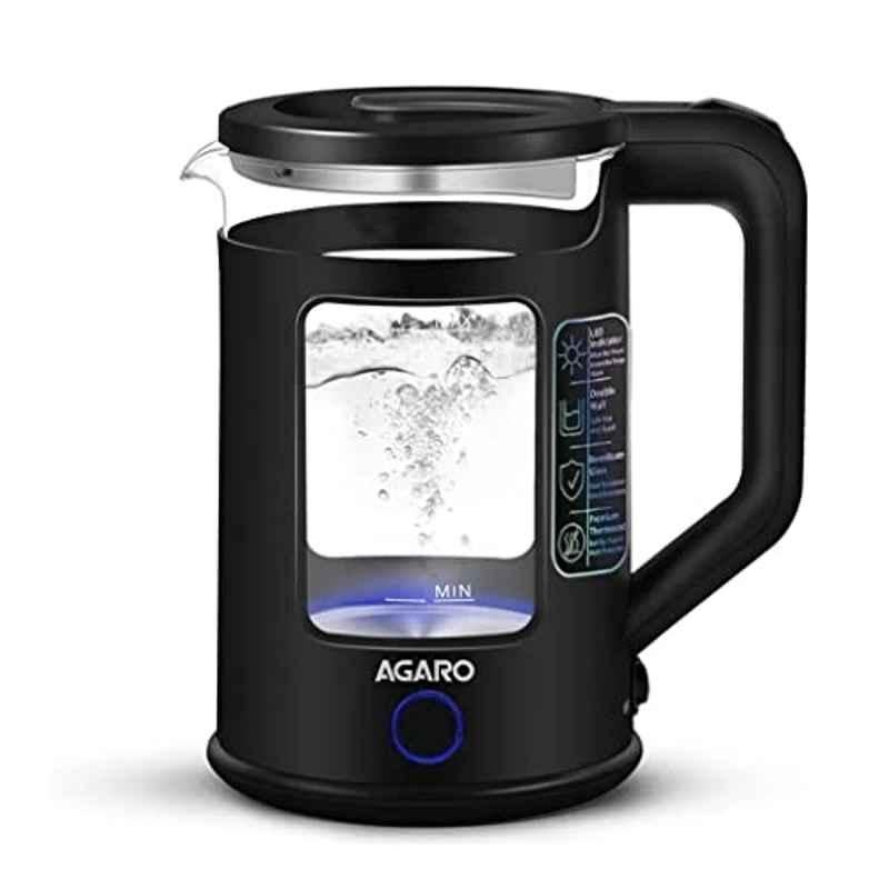 AGARO Galaxy 1355W 1.5 Litre Plastic Black Electric Kettle, 33956