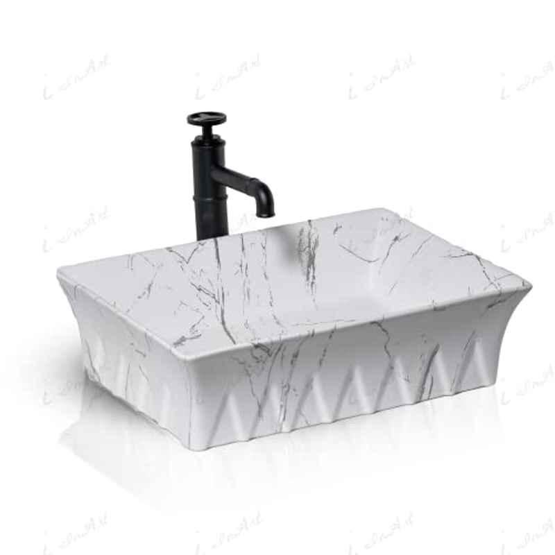 InArt 19x15x5 inch Ceramic White Table Top Wash Basin, INA-265