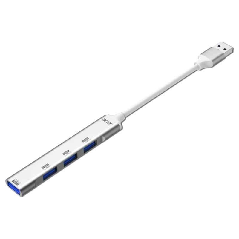 Acer MultiLink 4-in-1 Silver USB 3.0 Hub with 5 Gbps High-Speed Data, ZC.A01SI.5KM