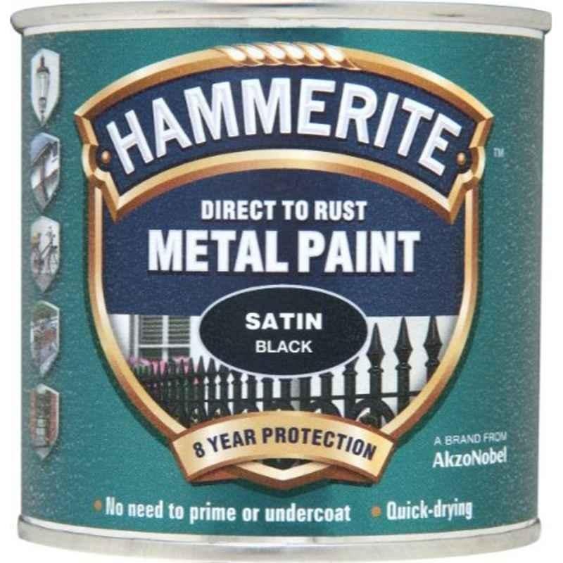 Hammerite 250ml Satin Black Metal Paint, 5084904