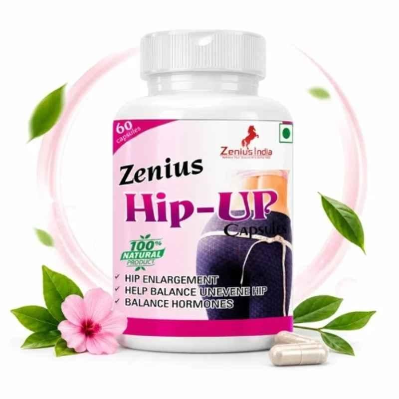 Zenius India 60 Pcs Hip Up Capsule with Nagbala, Babul, Gandhari, Patharphol, Arand & Bhat Katay for Hip Enlargement, Help Balance Uneven Hip & Balance Hormones