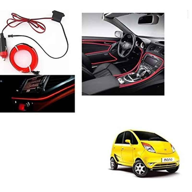 Kozdiko 12V Red Car Interior Decor Neon Strip Light for Tata Nano