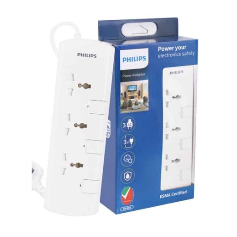 Philips White 3 Way Extension Socket with Individual Switch, SPN3130WB/56