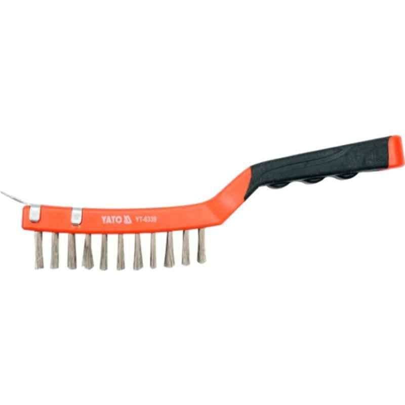 Yato 290mm 4 Rows Stainless Steel Wire Brush with Plastic Handle, YT-6339