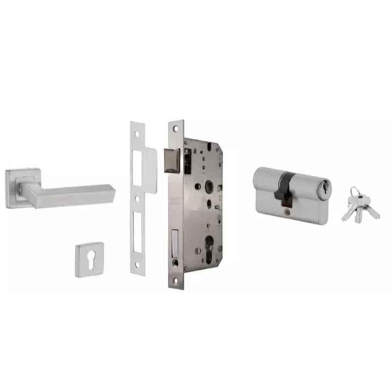 Dorset ML Series Nero 70mm Stainless Steel Door Handle Lock Set with Both Side Key Cylinder (Pack of 2)