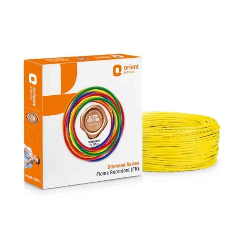 Orient Diamond 10 Sqmm Yellow PVC Insulated Copper Conductor Flame Retardant Wire, 711FRC5YE1000D, Size: 90 m