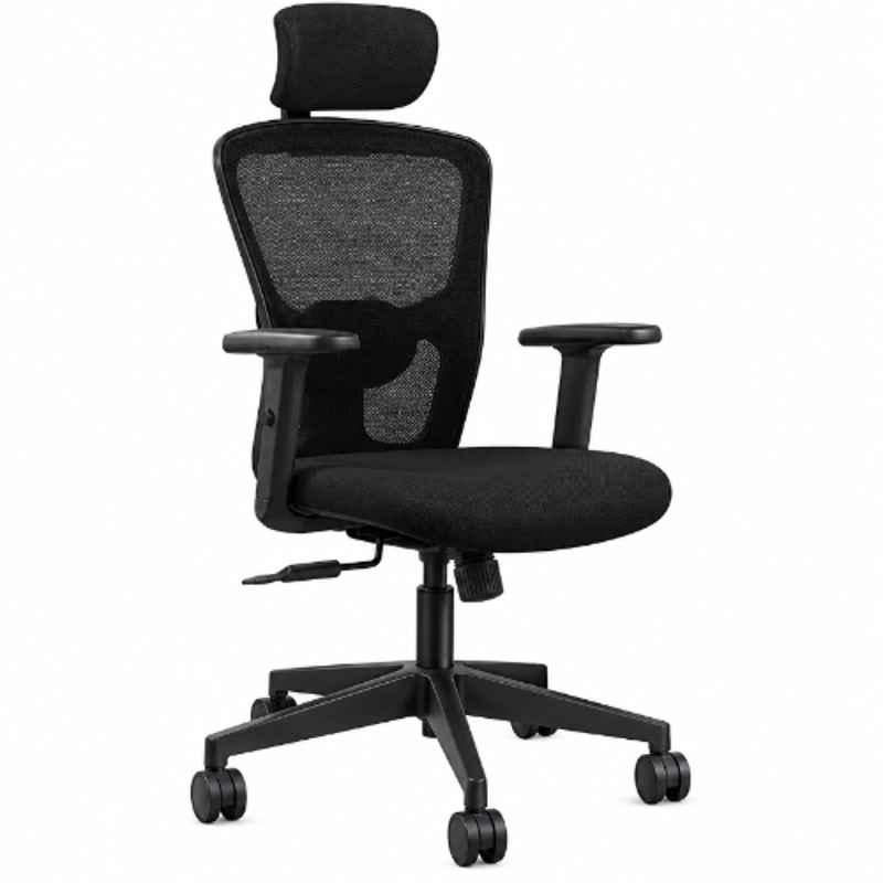 OfficeArray Carina High Back Ergonomic Mesh Black Office Chair with Smart Multi-Tilt Lock Mechanism, Height Adjustable & 1-Year Warranty