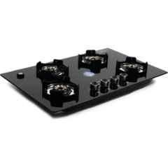 Padmini 4 Burner Stainless Steel Black Automatic Ignition Glass Top Gas Stove, Gas Hob CS-401 GL IB