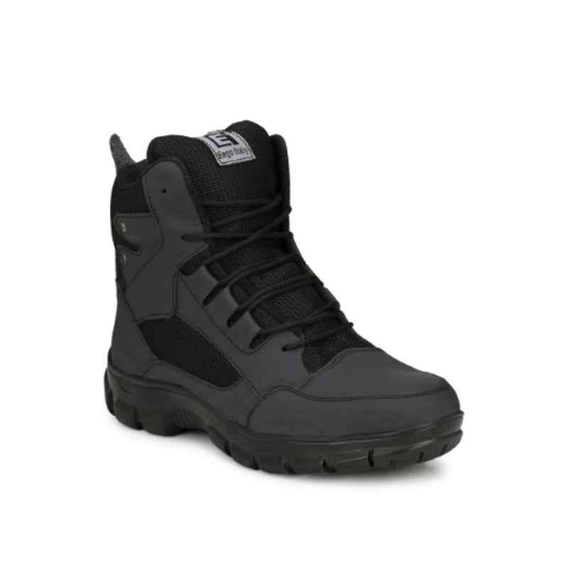 Eego Italy Leather Steel Toe Black Work Safety Boots, Size: 11, WW-70