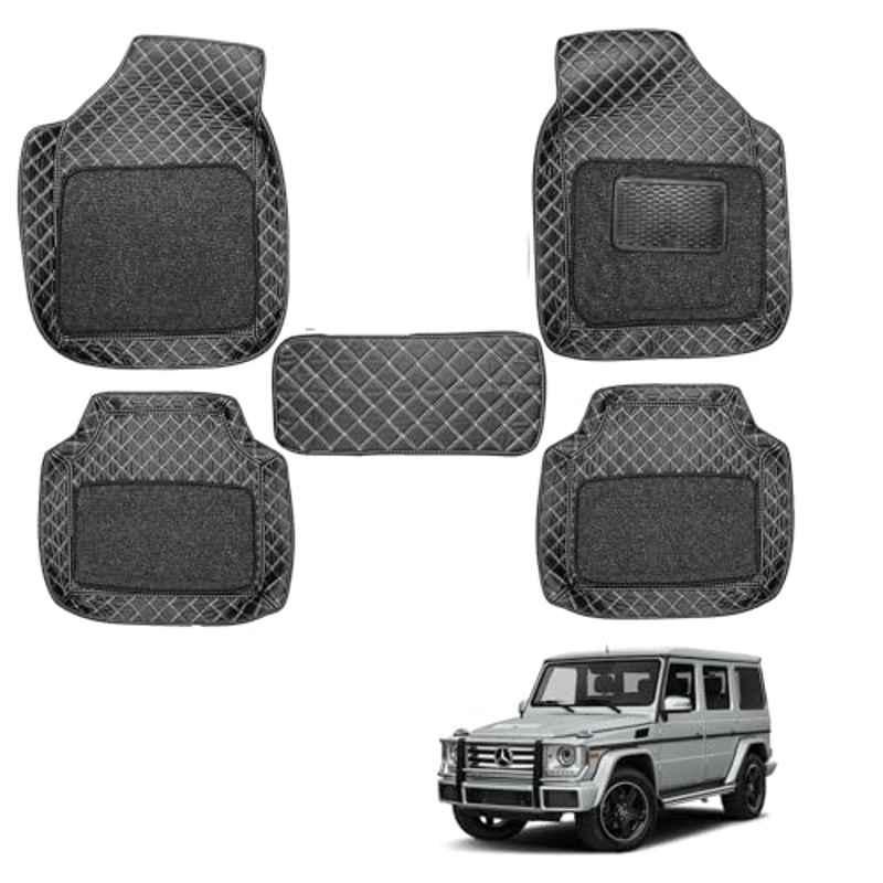 Kozdiko 5 Pcs Waterproof & Luxury 7D Black Leatherette Car Floor Mat Set for Mercedes Benz G-Class