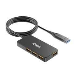 Foxin FUH 002 480Mbps Black 4-in-1 Ultra Slim USB Hub with 1.5m Cable & Multi USB Port Connector