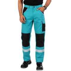 Atacama Reflecto Poly Cotton Blend Twill Turquoise & Black Industrial Work Trouser with Reflective Strip, AWT004TB, Size: 36