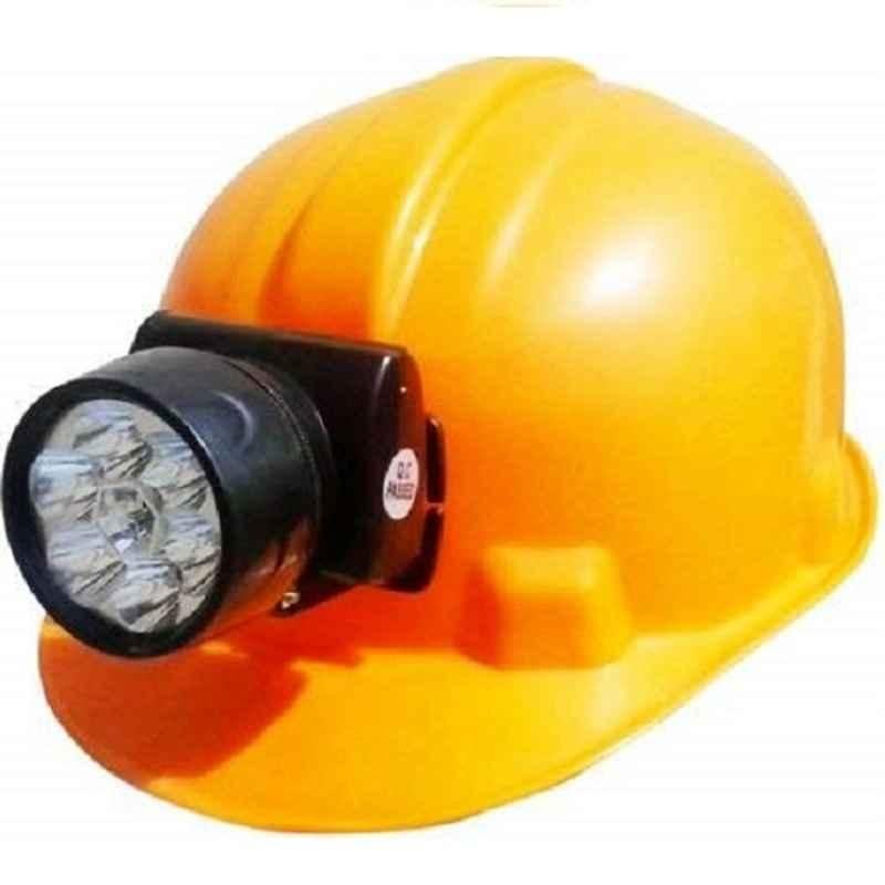 Metro ABS Yellow Industrial Helmet with Rechargeable Torch Light