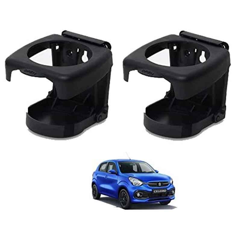 Kozdiko Plastic Black Foldable Car Drink Holder for Maruti Suzuki Celerio (2021-Present) (Pack of 2)