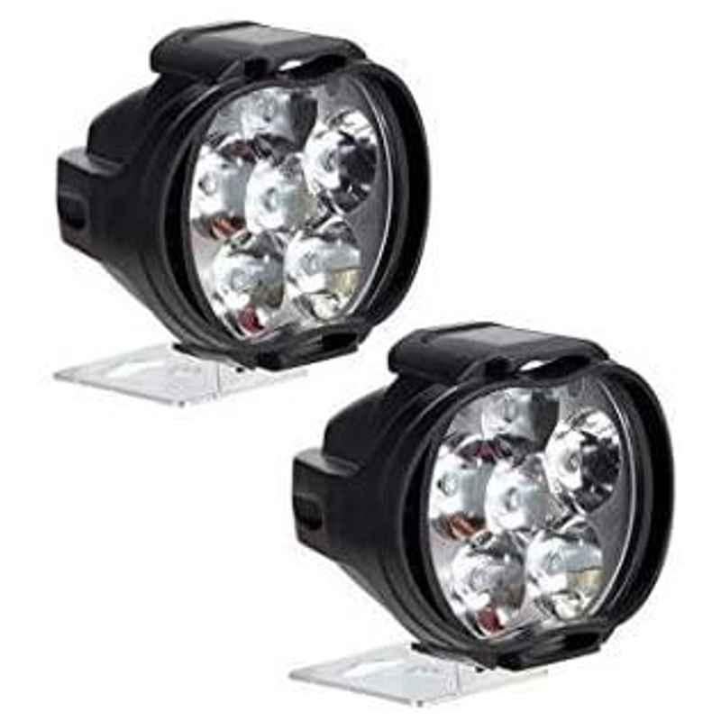 AOW LED Small Round Auxiliary Bike Fog Lamp Light Assembly White (Set of 2) with Switch Universal for All Bikes T-6