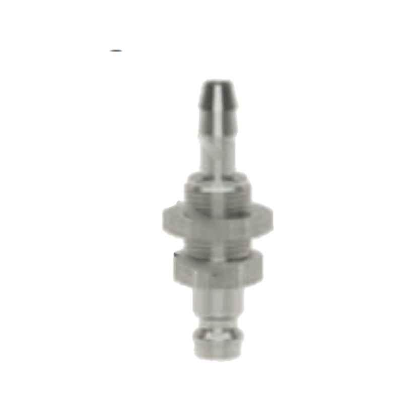 Ludcke 9mm Plated ESMN 9 SSV Single Shut Off Micro Quick Connect Plugs with Bulkhead Screwing, Length: 50 mm