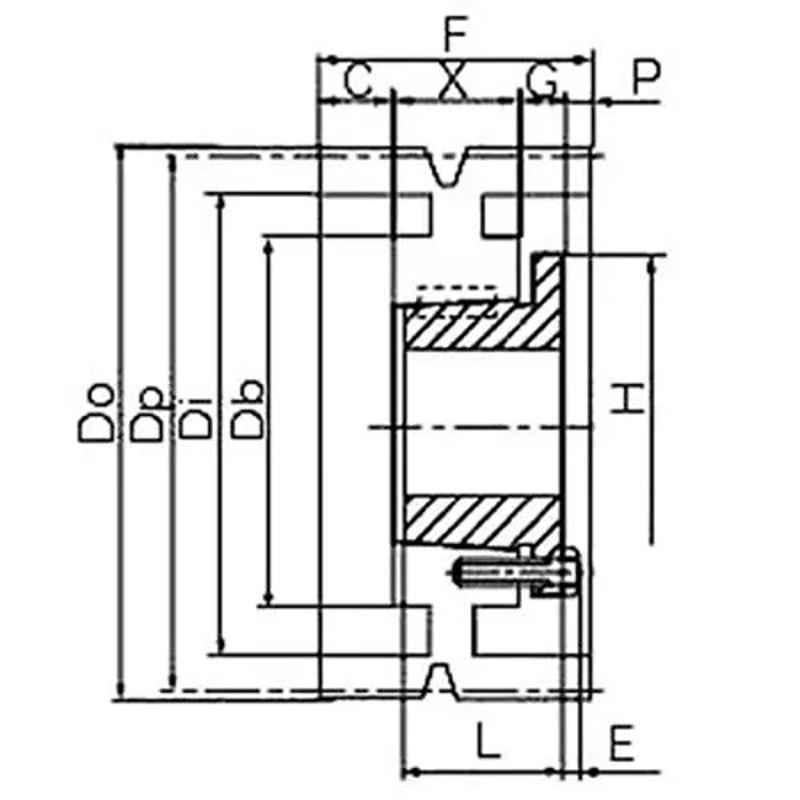 Mitsuboshi Maxstar 450mm 5V Belt 8 Groove Wedge Pulley, 450-5V-8-S1-picture-23