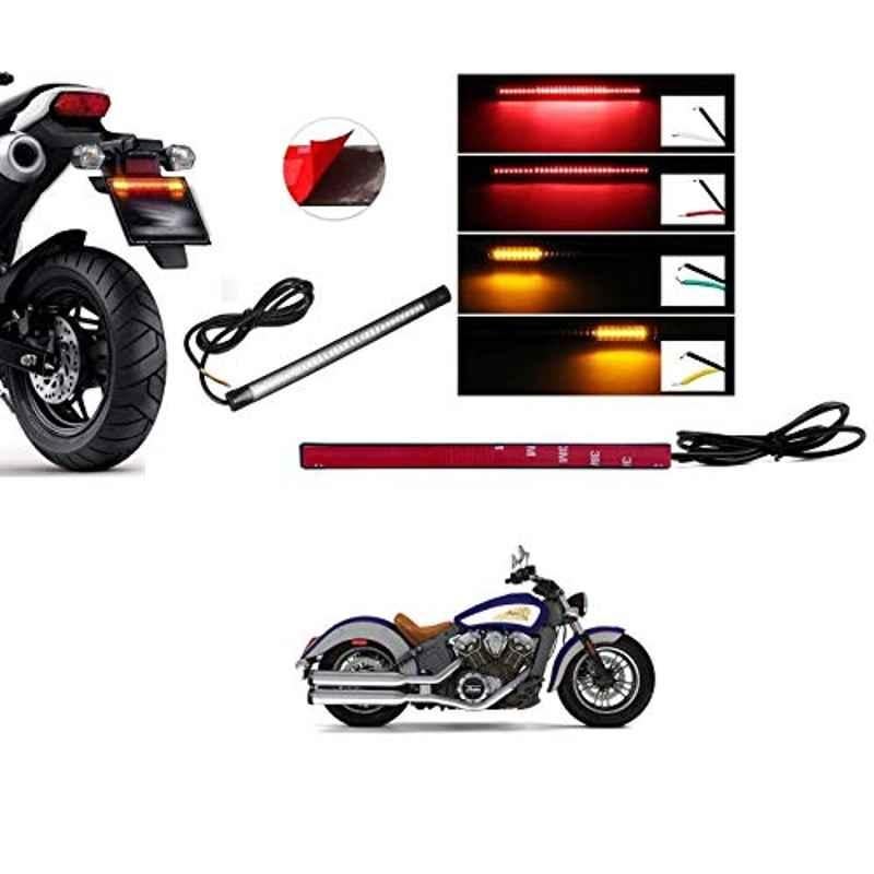 Kozdiko 48 SMD Bike Red Flexible LED Strip Tail Brake Light with Yellow Turn Indicator Light for Indian X Scout
