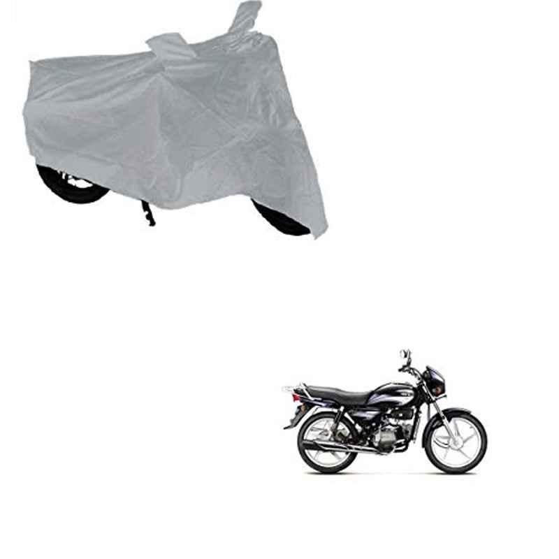 Kozdiko Silver Bike Body Cover with Mirror Pockets for Hero Splender Plus, koz_67791