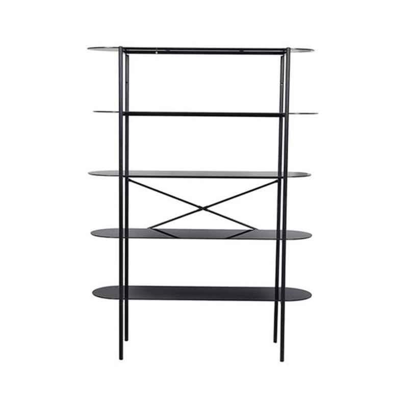 Homebox 33.0x110x150.0cm Metal Black Weston Wide Display Unit with 4 Shelves, DR-GSF-2104