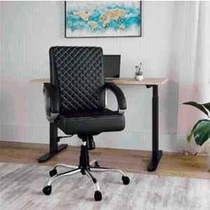 RM HOME Charlie PU Leather Medium Back Black Executive Chair