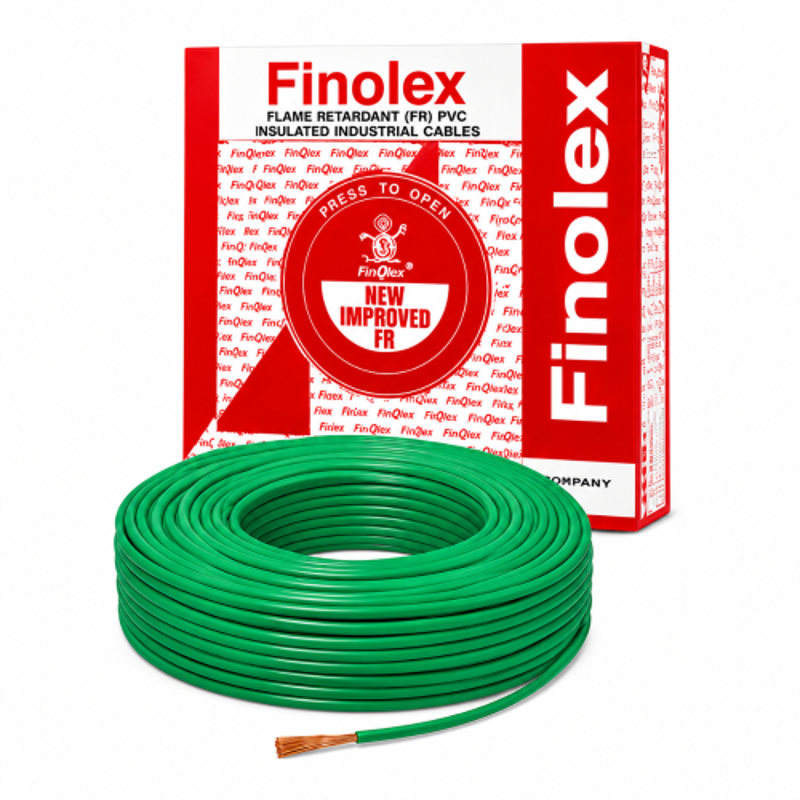 Finolex Silver 1.5 Sqmm Single Core Green Copper Flame Retardant PVC Insulated Industrial Cable, Length: 90 m