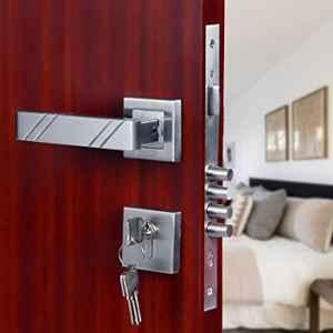 Saze Altis Stainless Steel Matt Finish 4 Bullet Pin Mortise Door Lock Handle Set with 3 Computer Keys