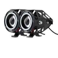 AllExtreme EXU11RB 2 Pcs U11 15W 3000lm Red & Blue Angel Eyes LED Fog Lamp Additional Projector Headlight with Dual Ring Set