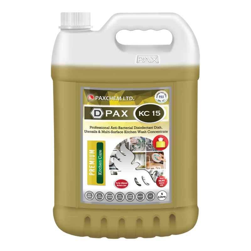 D-Pax KC15 Professional Anti-Bacterial Disinfectant Dish, Utensils & Multi-Surface Kitchen Wash Concentrate, 5L