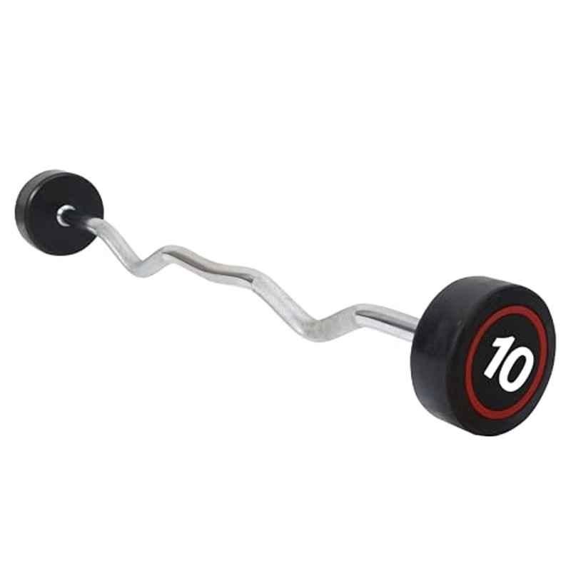 GYM24 Equipment 10kg Virgin Rubber Black Curl Rod Dumbbell