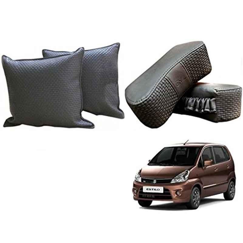 Kozdiko One Pair Grey Neck Rest & One Pair Cushion Combo for Maruti Suzuki Zen Estilo