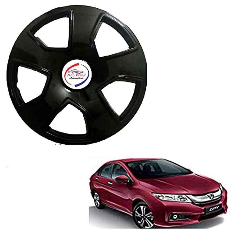 Auto Pearl 4 Pcs 15 inch ABS Black SCB05 Hubcap Wheel Cover Set with Retention Ring for Honda City Ivtec 2016
