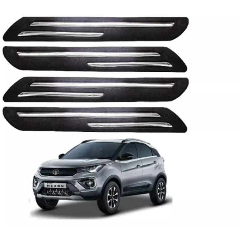 Sca Rubber Car Side Bumper Protector Guard with Double Chrome Strip for Tata Nexon Old Model Black Set Of 4, SCA-LLNIJB